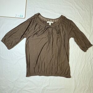 French Laundry womens 3/4 sleeve blouse size Large brown